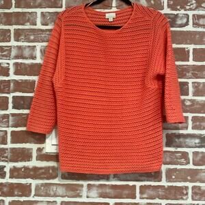 Holistia Salmon Pink Open Knit Pullover Sweater Womens Size Medium